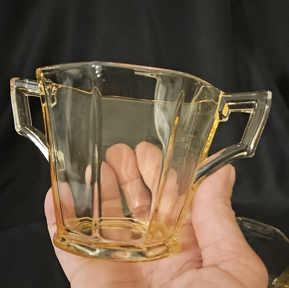 Vintage Fostoria Topaz Yellow Cream and sugar set Depression Glass - Picture 16 of 16